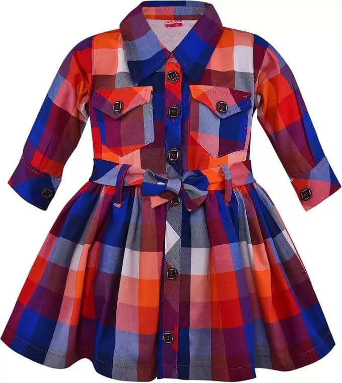 Checked Collared Casual Dress - ctn563