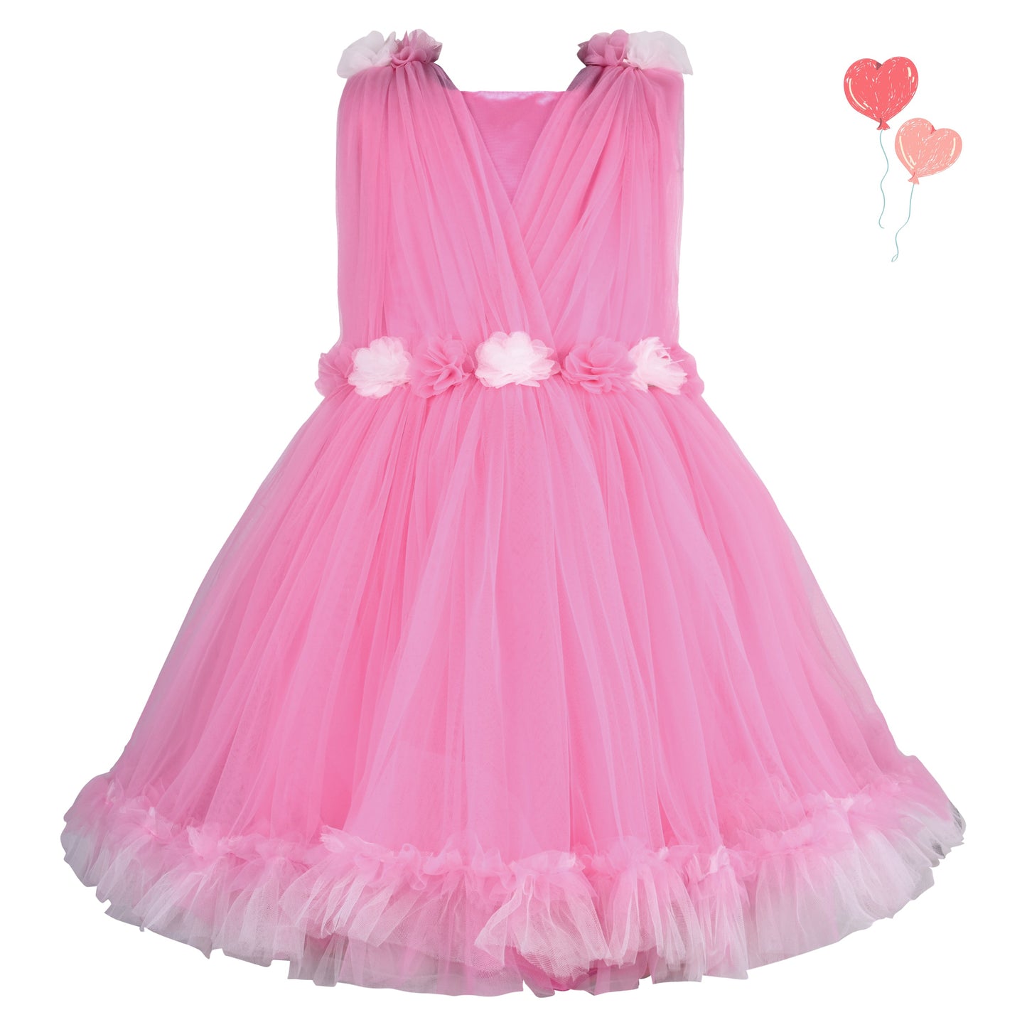Girls Soft Net Floral Party Wear Dress