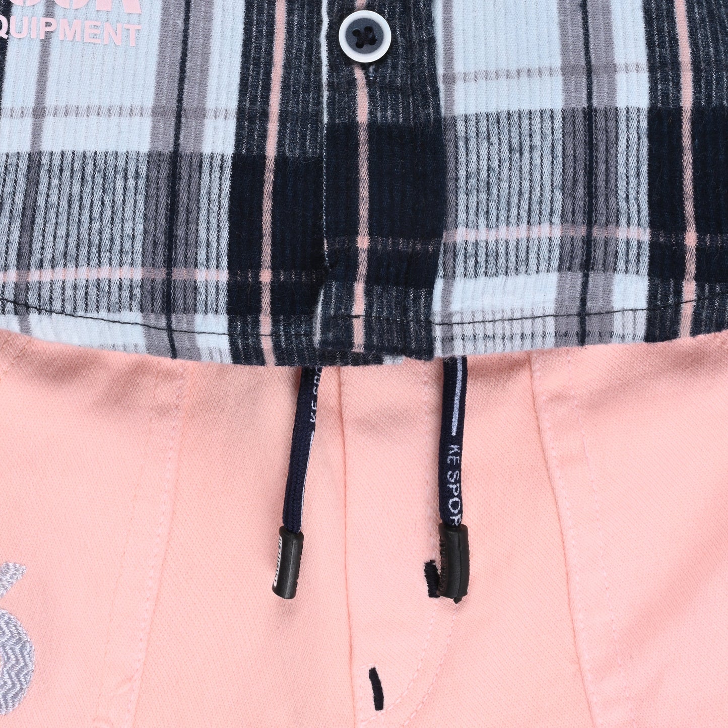 Boys Classic Checkered Print Cotton Shirt and Shorts Set