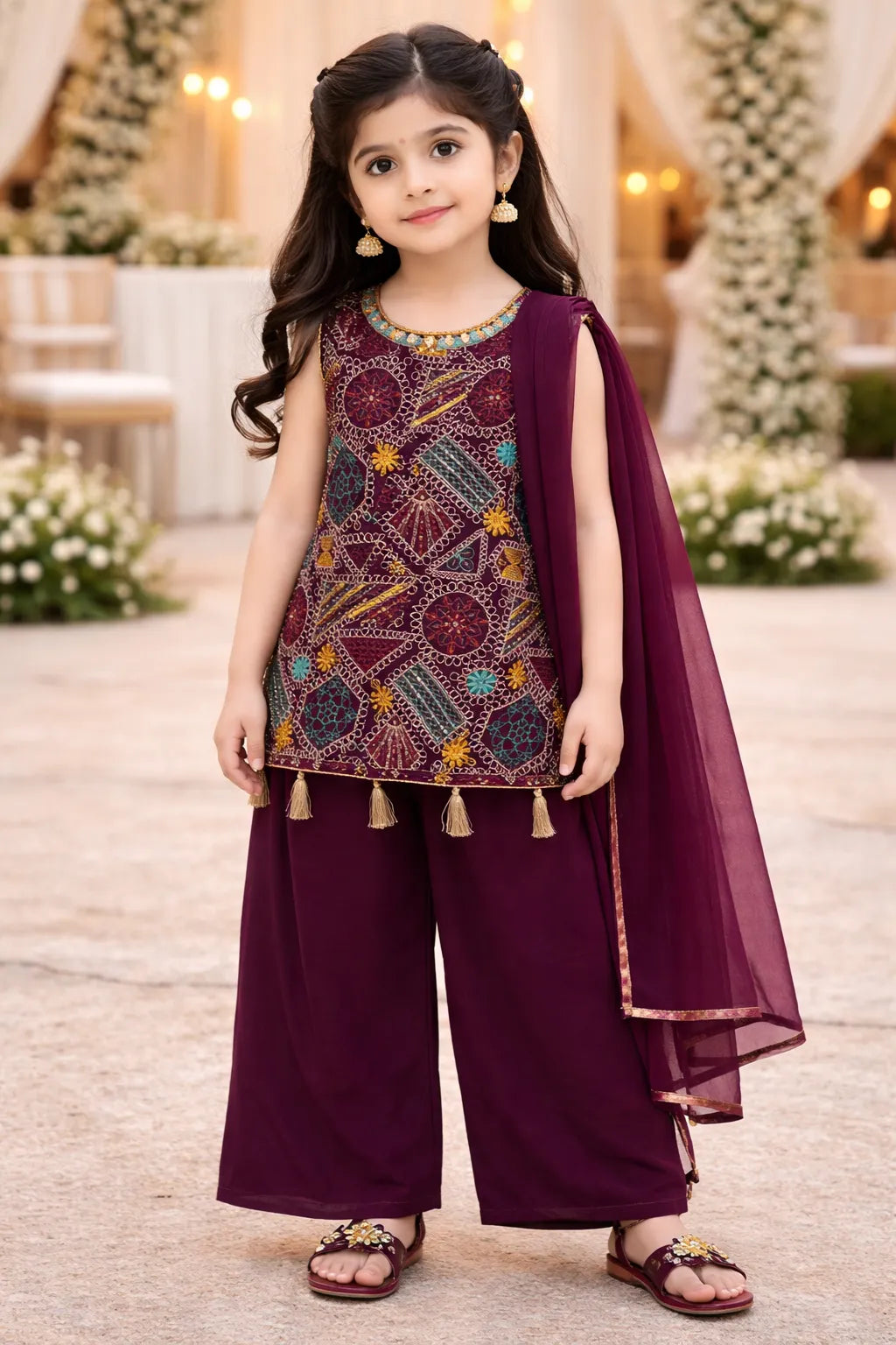 Elegant Georgette Ethnic Kurti Set with Palazzo & Dupatta