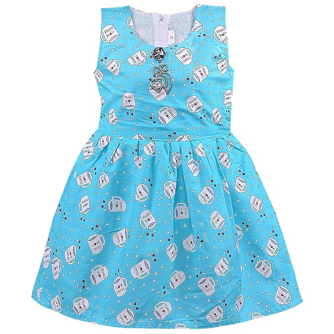 Girls Printed Cotton Sleeveless Dress
