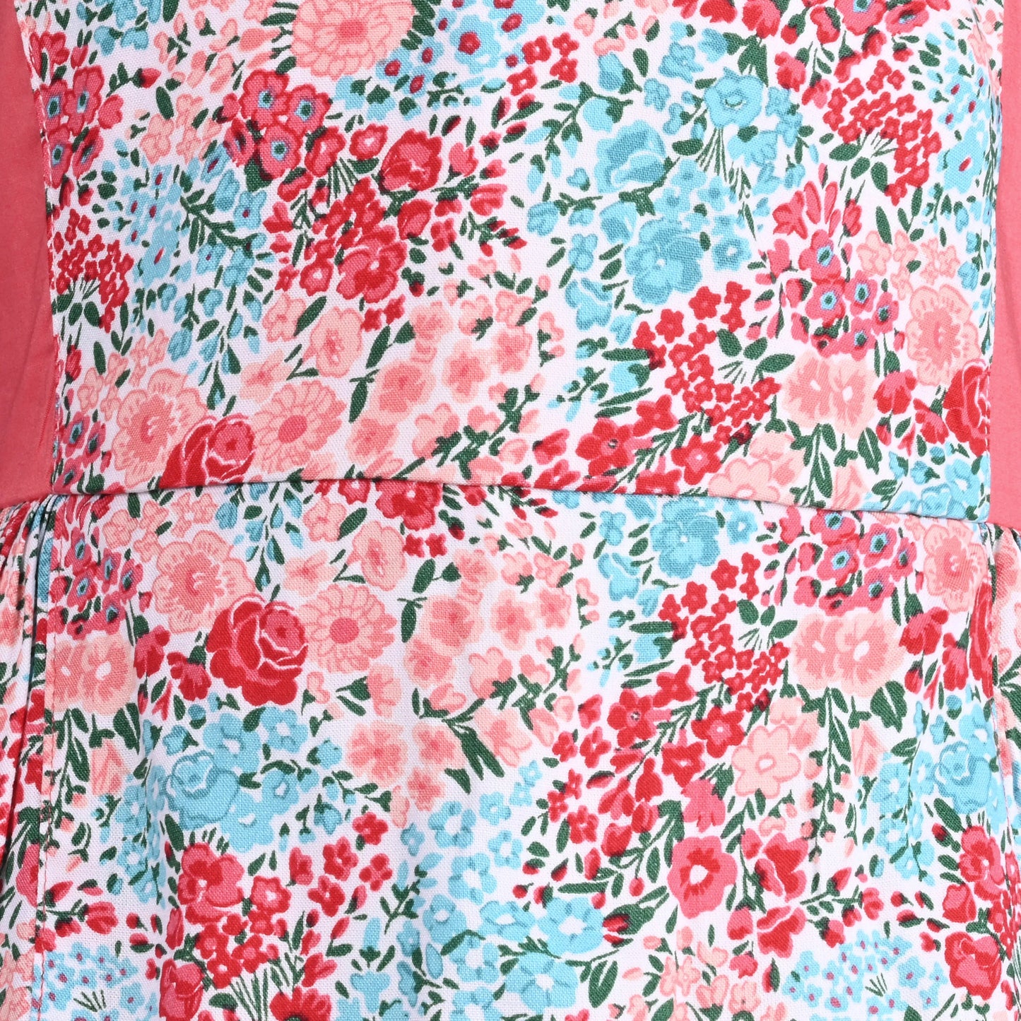 Girls Peach Cotton Floral Dress with Ruffle Neck & Flutter Sleeves | Stylish Kids Party Wear