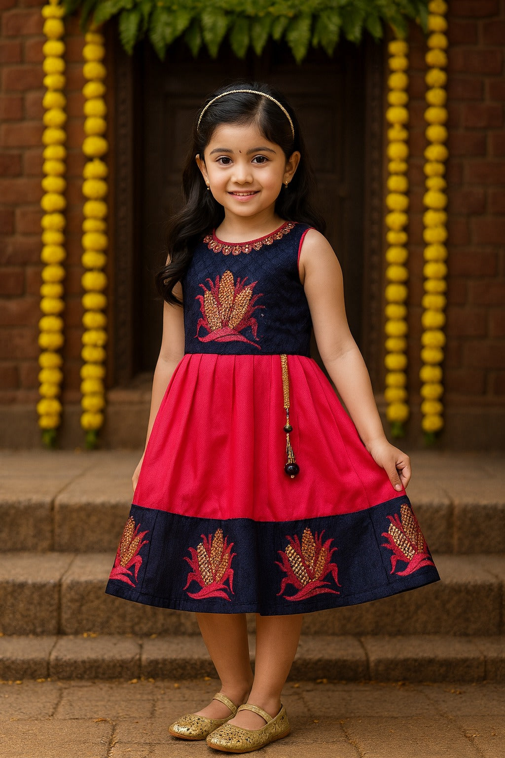 Premium Girls Frock Dress for Kids-fe3117pnk