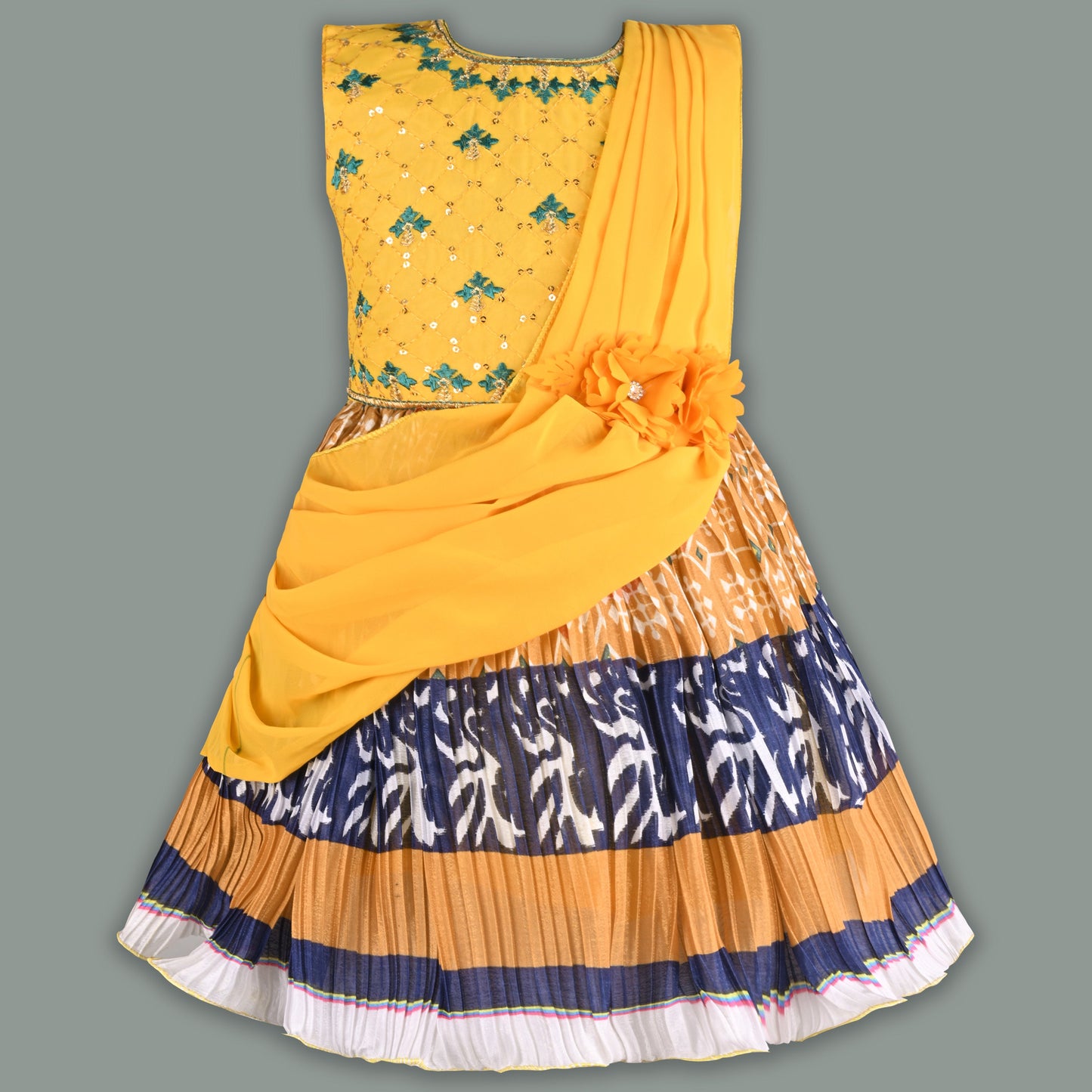 Girls Printed Sequin Embroidery with Duppata Ethnic Dress