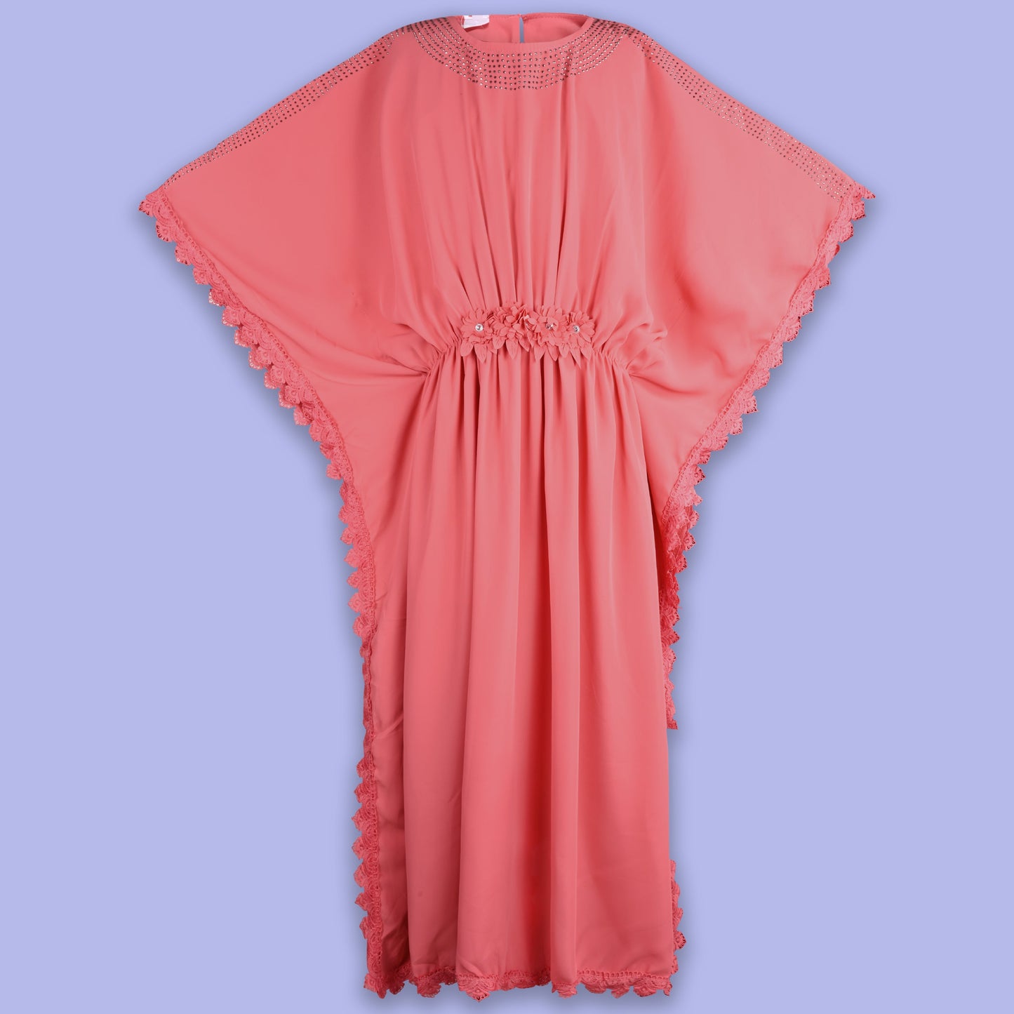 Jivzo Girls Solid Kimono Sleeve Fit and Flare Frock Dress