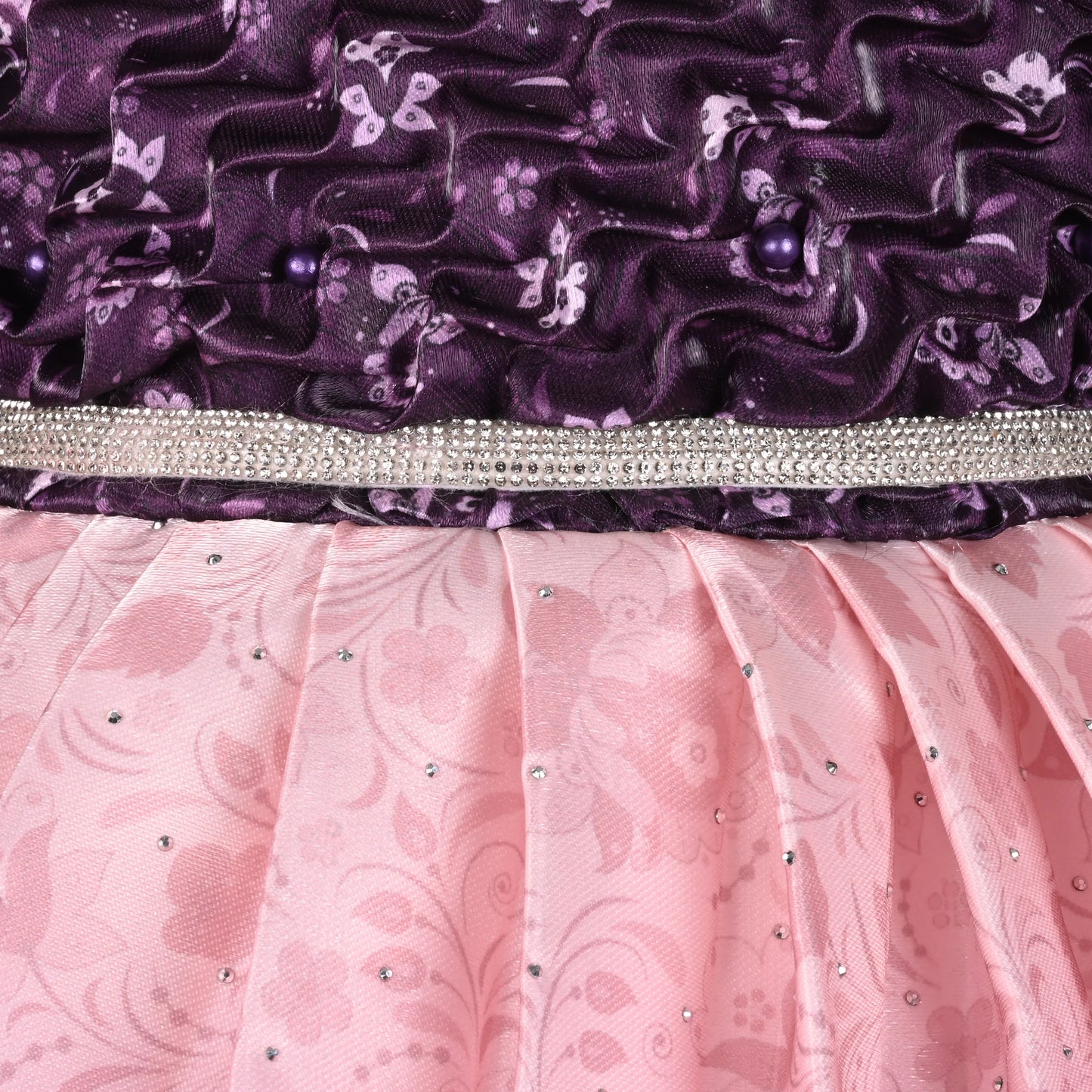 Elegant Kids Floral Party Dress – Satin Fabric | Puff Sleeves | Designer Occasion Wear
