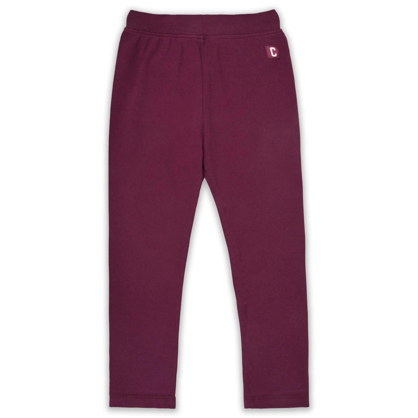 Kids Solid Ribbed Cotton Leggings – Maroon | Soft & Stretchable Everyday Wear