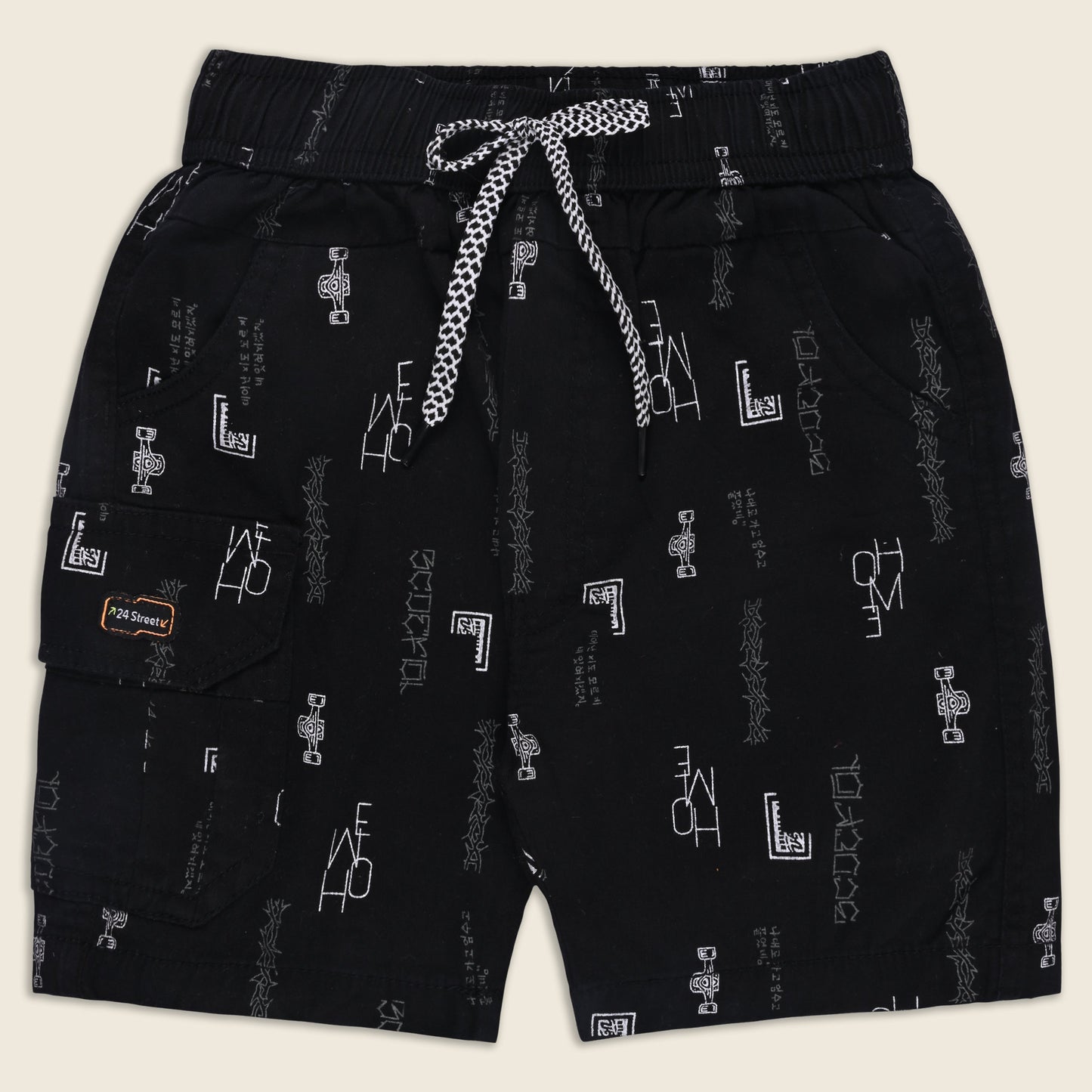 Boys Printed Cotton Cargo Shorts