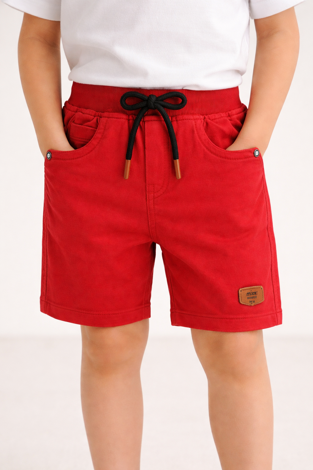 Boys Cotton Denim Solid Casual Shorts with Drawstring Waist
