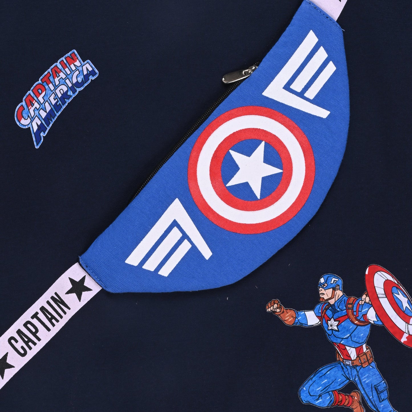 Marvel Captain America Kids Sweatshirt with Sling Bag Print – Cotton Blend