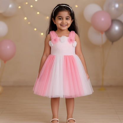 Girls Flower detailed Embellished Fit and Flare Dress