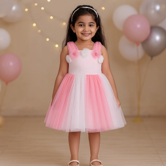 Girls Flower detailed Embellished Fit and Flare Dress