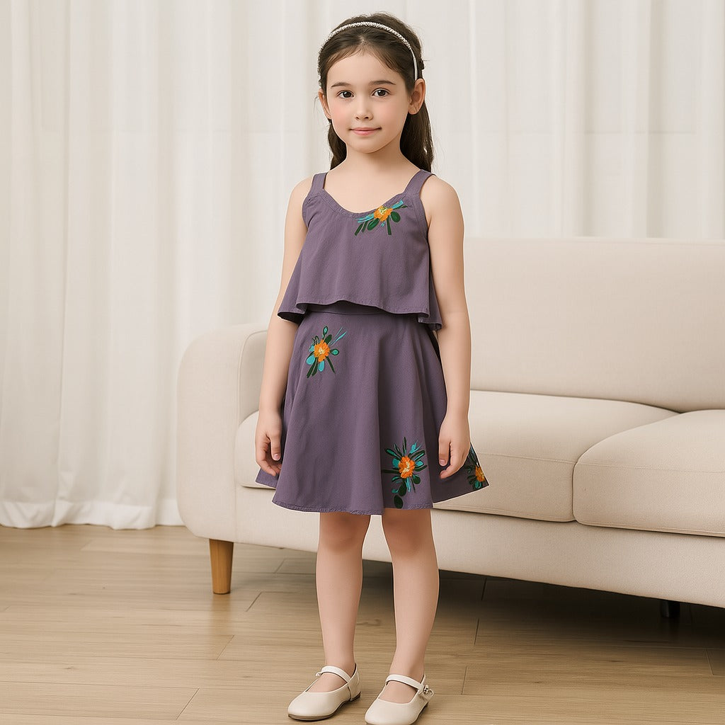 Baby Girls Grey Embroidered Overlay Dress
