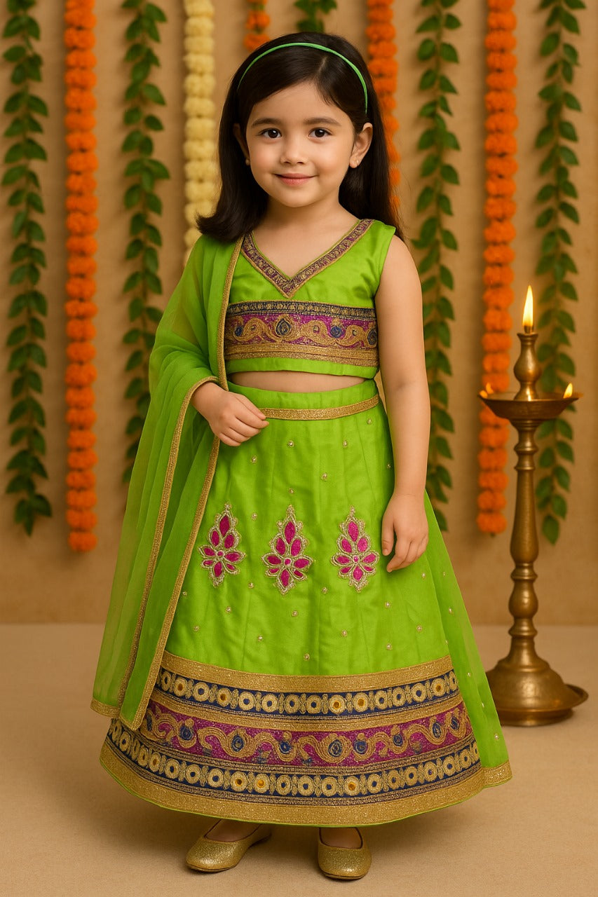 Girls Ethnic Embroidered Lehenga Choli