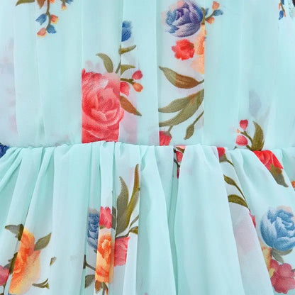 Girls Floral Printed Fit and Flare Dress