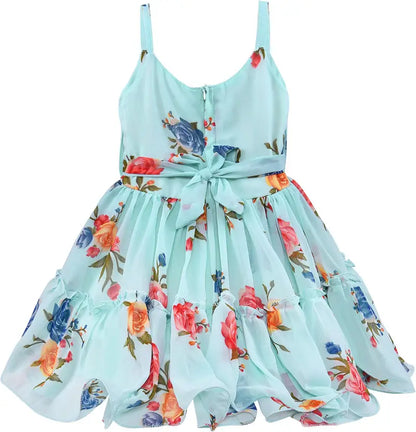 Girls Floral Printed Fit and Flare Dress