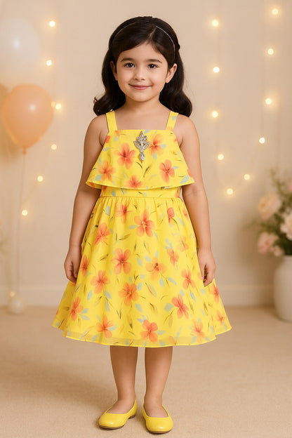 Girls Woven Sleeveless Fit and Flare Frock Dress