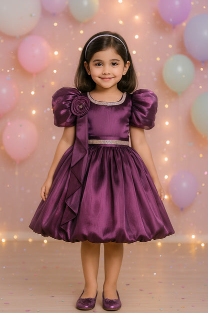 Rhinestone Floral Embellished Balloon Party Dress