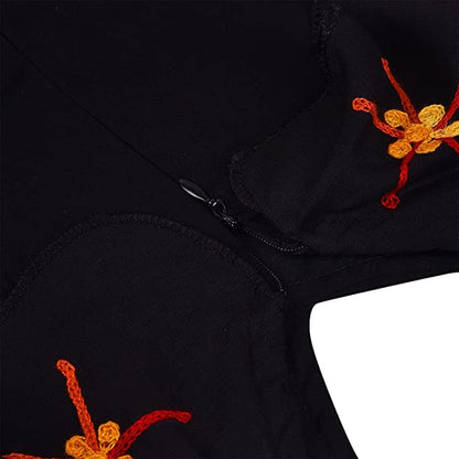Girls Black Embroidered Overlay Dress