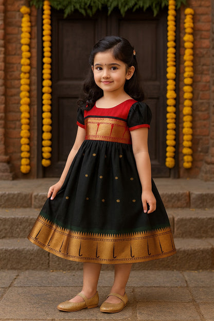 Girls Traditional Zari Border Ethnic Dress