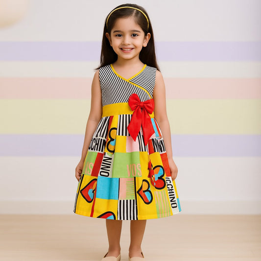 Girls Pure Cotton Abstract Printed Summer Casual Dress
