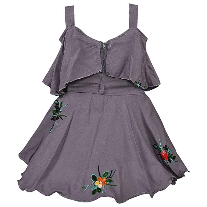 Baby Girls Grey Embroidered Overlay Dress
