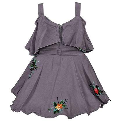 Baby Girls Grey Embroidered Overlay Dress