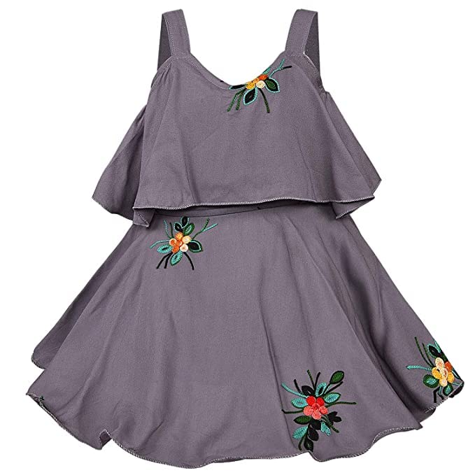 Baby Girls Grey Embroidered Overlay Dress