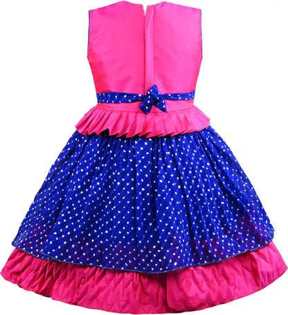 Girls Layered Bead Embellished Ethnic Dress