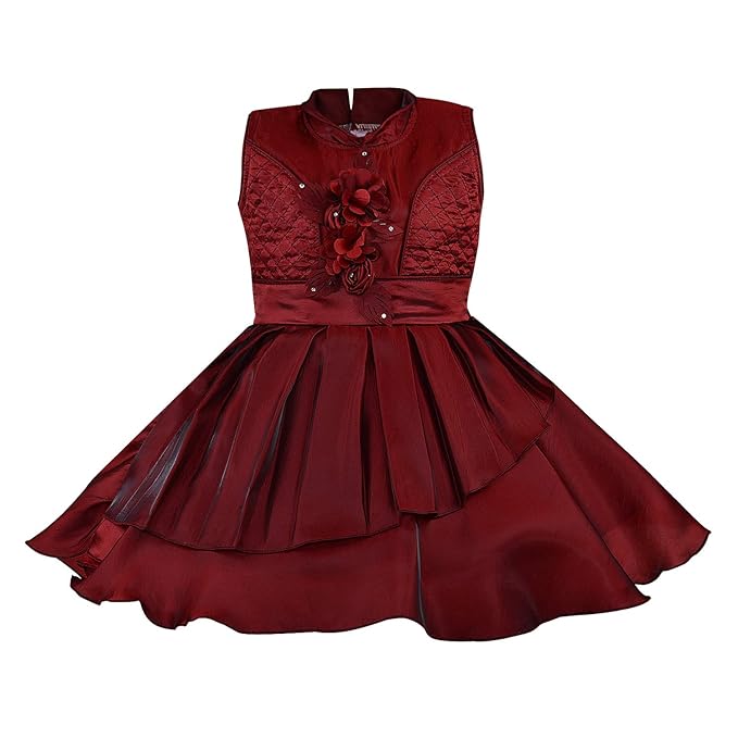Girls High Neck Sleeveless Satin dress