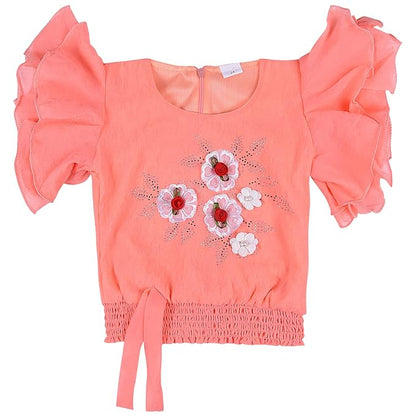 Cotton Clothing Set for Baby Girls | Girls Flower Detail Top & Short Set | Girls Clothing Set Online