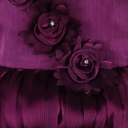 Girls Flower Detail Flared Party Dress