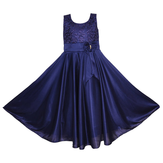 Women Partywear Long Dress Gown DN - (WLF138) blu -  Wish Karo Dresses