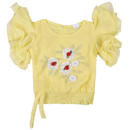 Cotton Clothing Set for Baby Girls | Girls Flower Detail Top & Short Set | Girls Clothing Set Online
