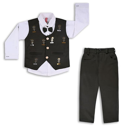 Jivzo Shirt With Waistcoat And Pant For Boys (bsp009dgrn)