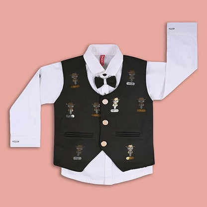 Jivzo Shirt With Waistcoat And Pant For Boys (bsp009dgrn)