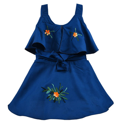 Baby Girls Grey Embroidered Overlay Dress