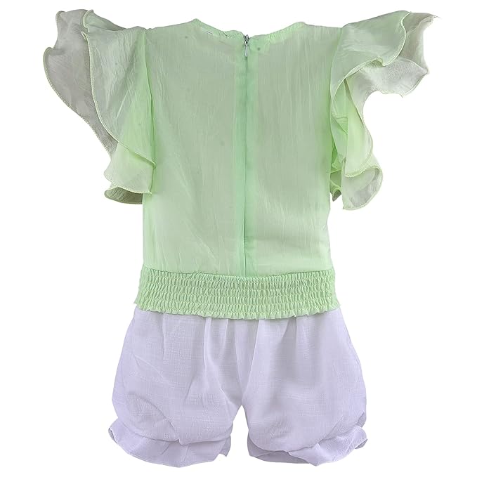 Cotton Clothing Set for Baby Girls | Girls Flower Detail Top & Short Set | Girls Clothing Set Online