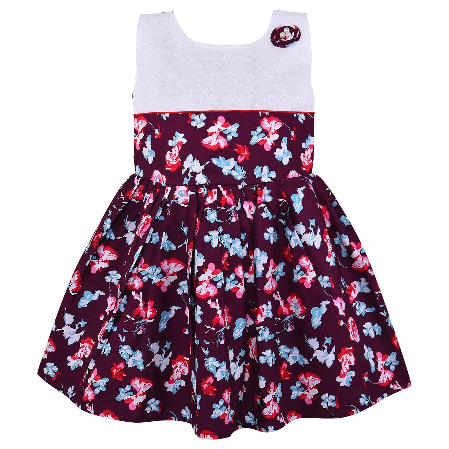 Girls Floral Printed Fit and Flare Dress Frock online | Cute Party Wear for Kids
