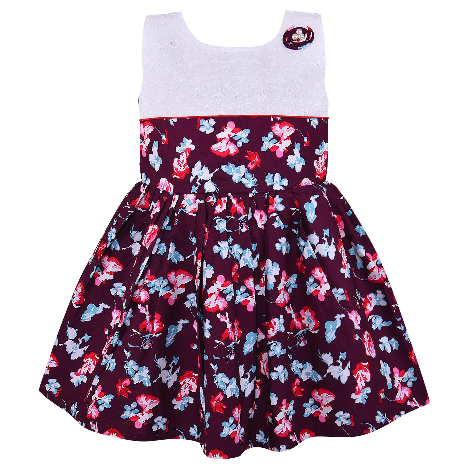 Girls Floral Printed Fit and Flare Dress Frock online | Cute Party Wear for Kids