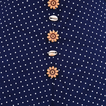 Girls Tie-Up Neck Polka Dots Printed Dress
