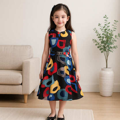 Girls Kaftan Style Casual Dress with Lace Embellishment
