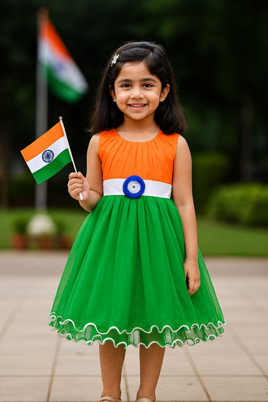Baby Girls Indian Flag Dress Online| Girls Tri Color Dress| Tiranga Dress for Girl