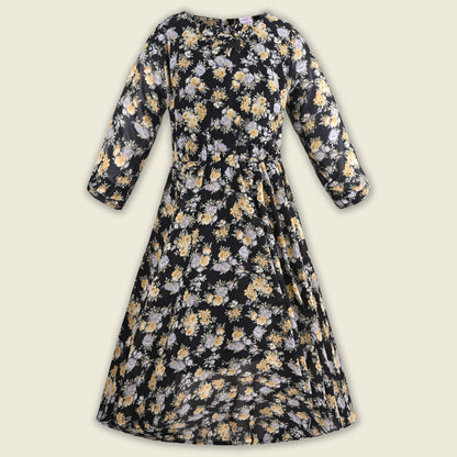 Girls Floral Print Casual Dress