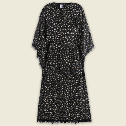 Girls Floral Print Kaftan Style Casual Dress with Lace Detailing