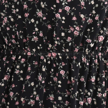 Girls Floral Print Kaftan Style Casual Dress with Lace Detailing