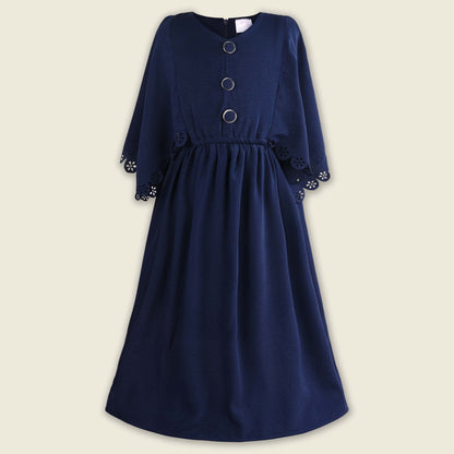 Girls Kaftan Style Casual Dress with Cutout Detail