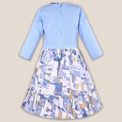Girls Abstract Print T-shirt and Pinafore Dungaree Dress Set