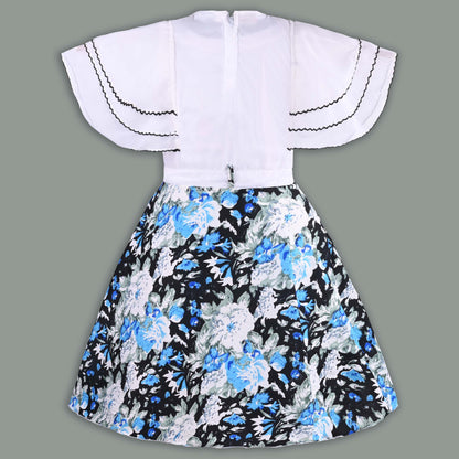 Girls Floral Print with Embellished Heart Print Casual Dress