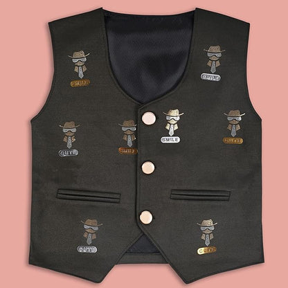 Jivzo Shirt With Waistcoat And Pant For Boys (bsp009dgrn)